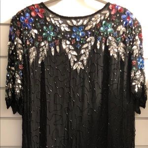 Vintage Carina Beaded Multicolor Black Base Dress